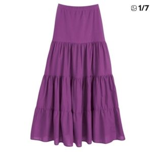 Peruvian Connection Elegant Purple Tiered Skirt XL